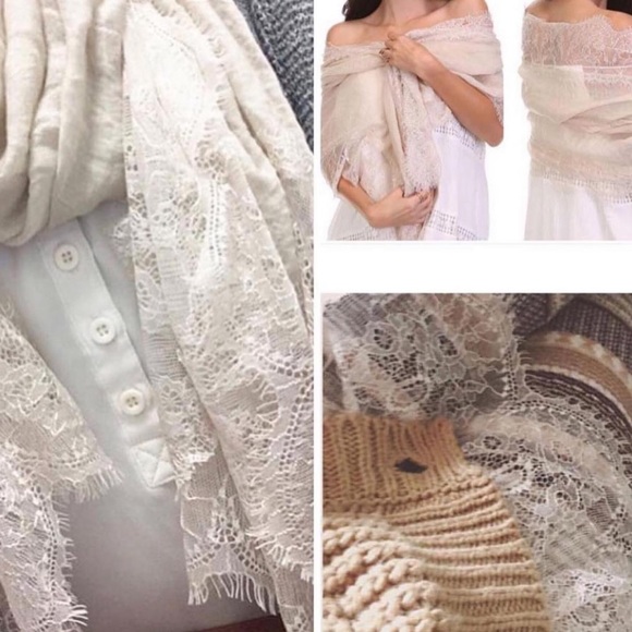 Chantilly Lace Trimmed Scarf - Picture 2 of 4